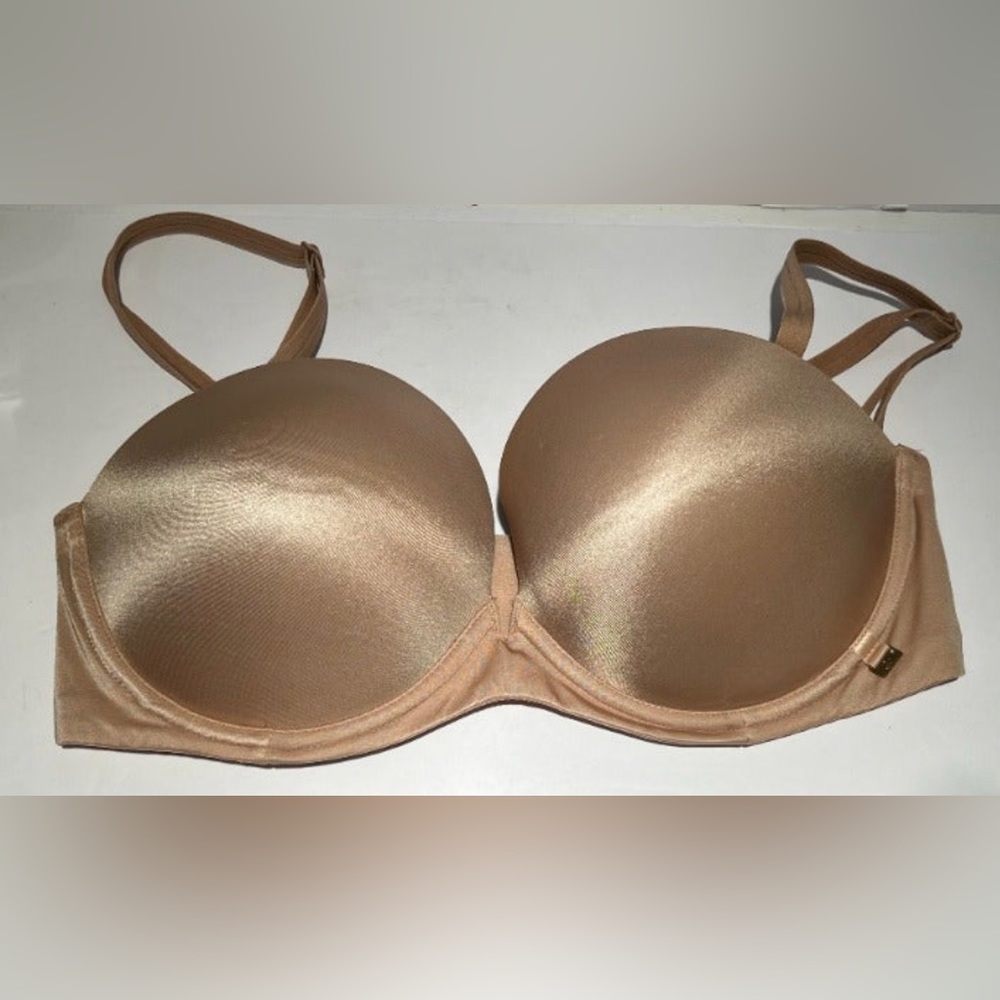 Victoria Secret Size 34D Padded Very Sexy Satin Bra Beige